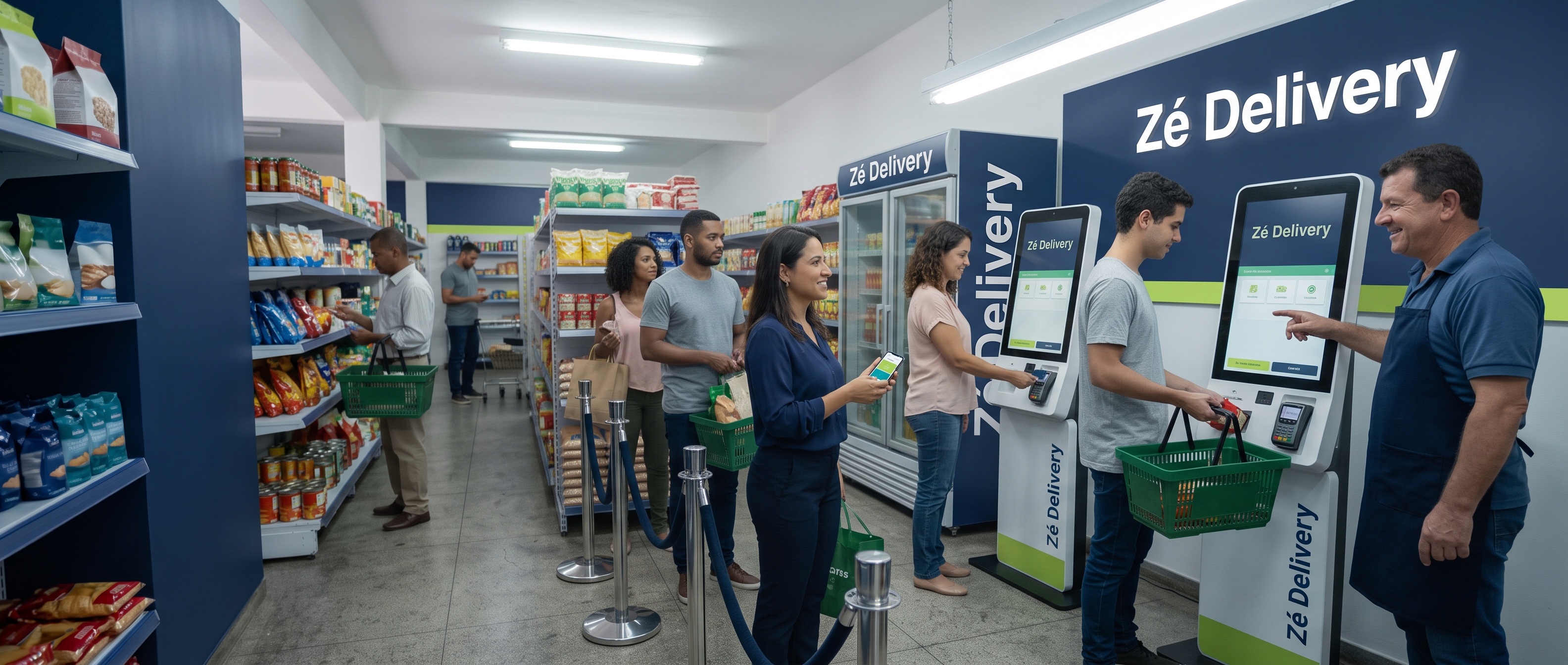 Clientes usando app e totens do clube: o modelo moderno